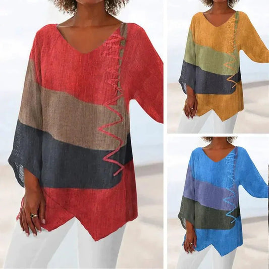 Blouse Élégante à Manches Longues avec Motif Géométrique pour Femmes - Marie Montel