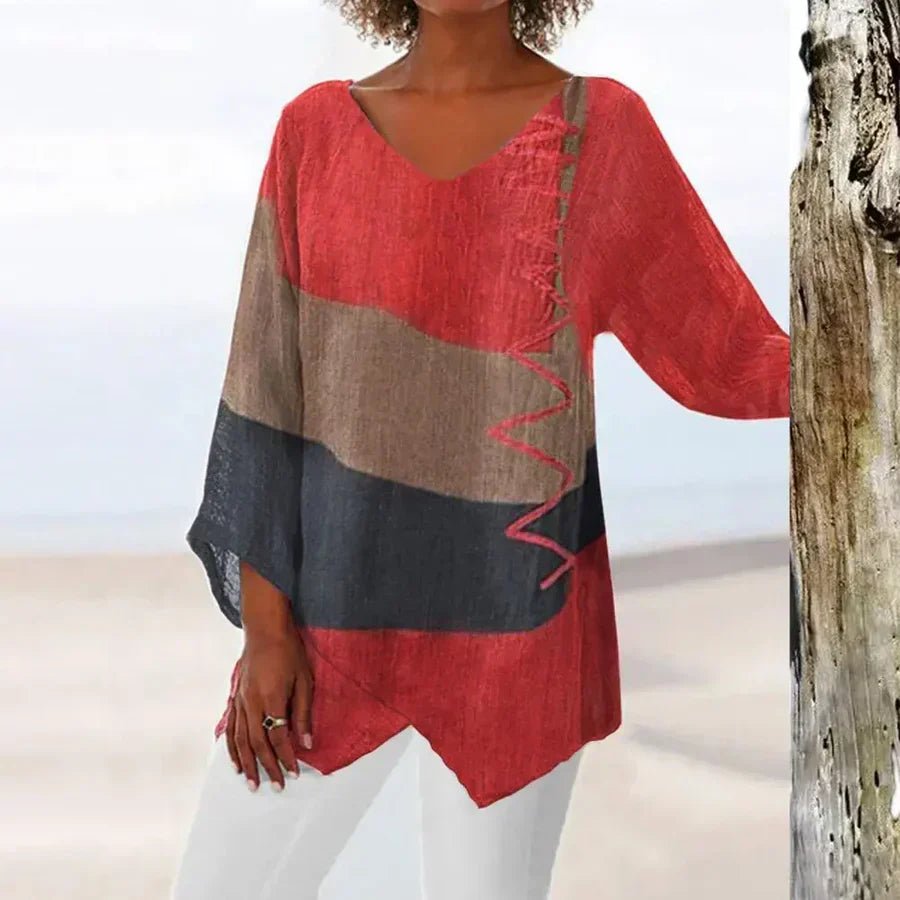Blouse Élégante à Manches Longues avec Motif Géométrique pour Femmes - Marie Montel