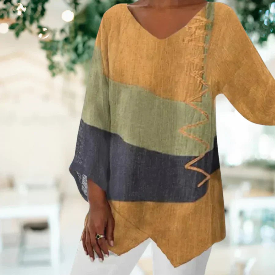 Blouse Élégante à Manches Longues avec Motif Géométrique pour Femmes - Marie Montel
