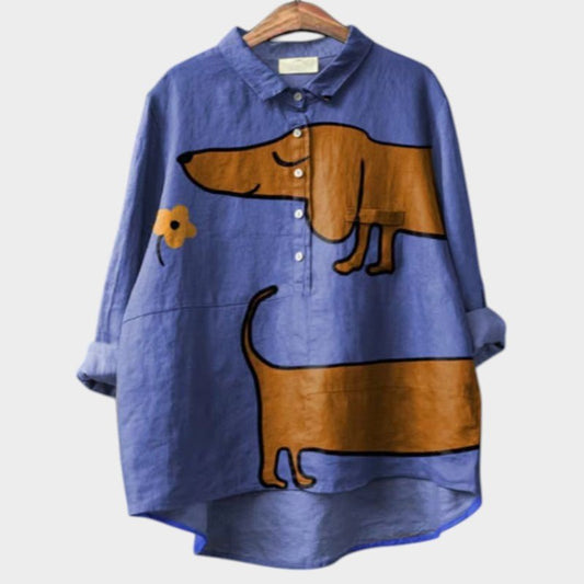 Blouse Élégante avec Motif Chien pour Femmes - Marie Montel
