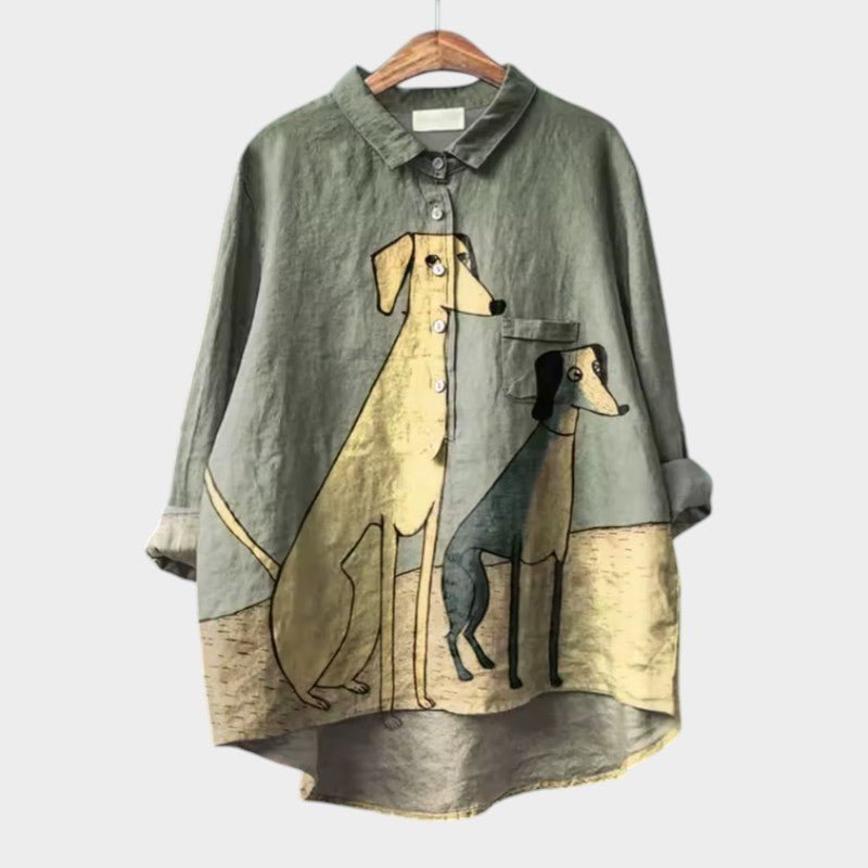 Blouse Élégante avec Motif Chien pour Femmes - Marie Montel