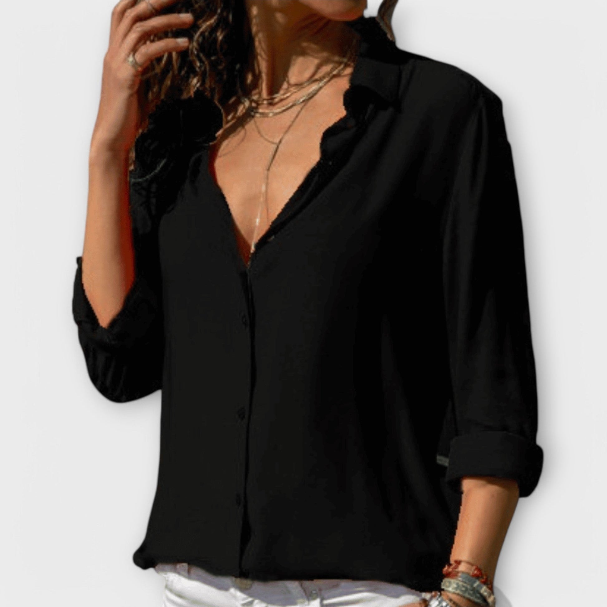 Blouse Élégante en Mélange de Polyester pour Femmes - Marie Montel