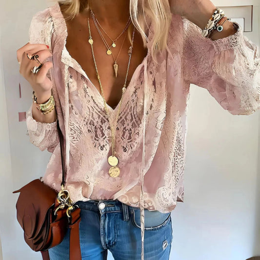 Blouse Vintage à Manches Longues pour Femmes - Marie Montel
