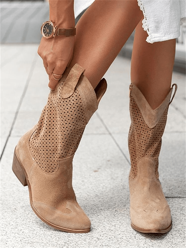 Bottes de cow - boy à talon bas pour femmes - Marie Montel