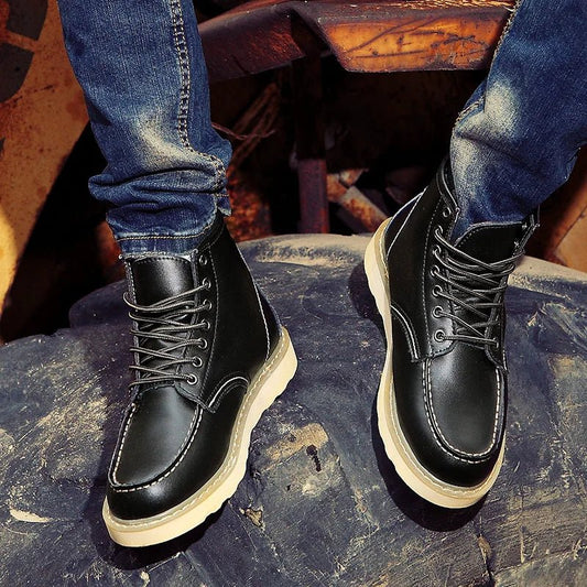 Bottes d'Hiver Rétro en Cuir pour Hommes - Marie Montel