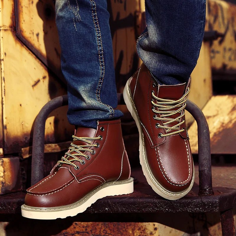 Bottes d'Hiver Rétro en Cuir pour Hommes - Marie Montel
