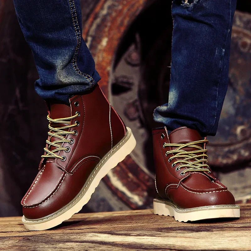 Bottes d'Hiver Rétro en Cuir pour Hommes - Marie Montel