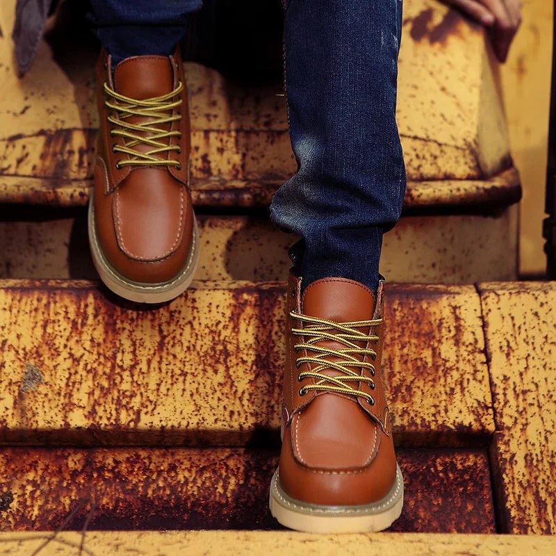Bottes d'Hiver Rétro en Cuir pour Hommes - Marie Montel