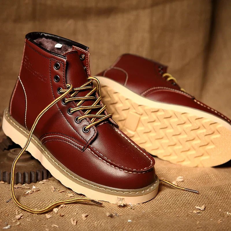 Bottes d'Hiver Rétro en Cuir pour Hommes - Marie Montel