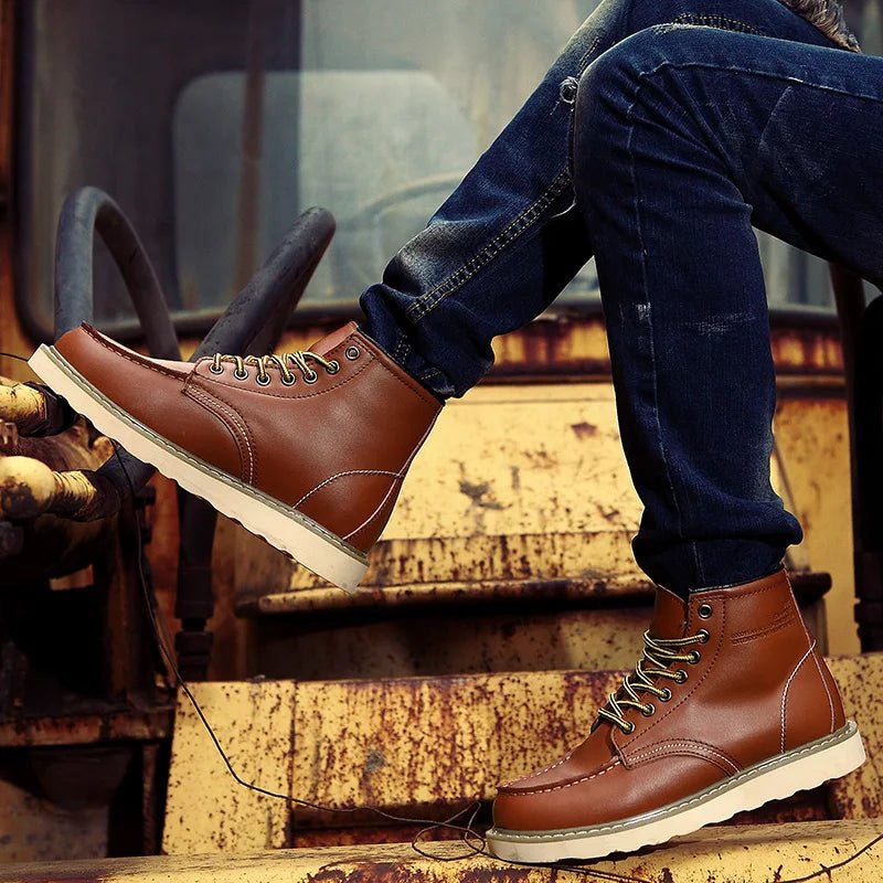 Bottes d'Hiver Rétro en Cuir pour Hommes - Marie Montel
