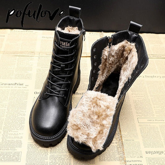 Bottes en Cuir PU avec Fourrure pour Femmes - Marie Montel