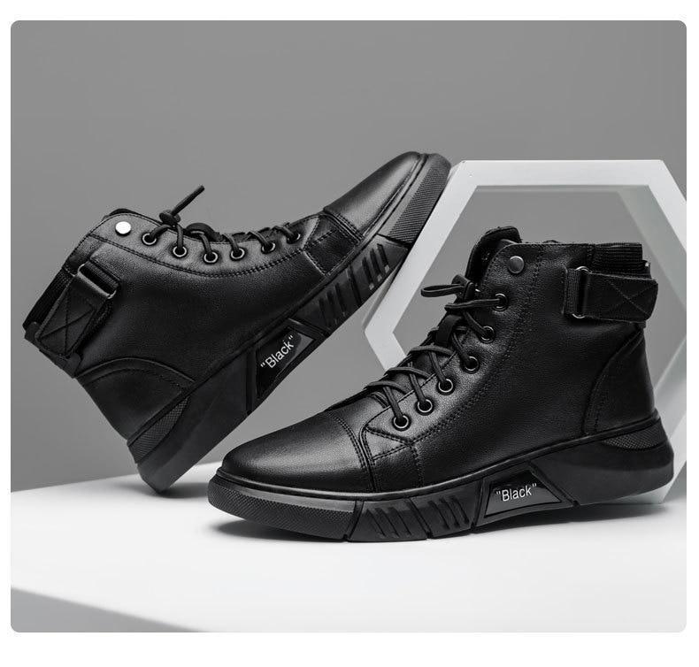 Bottes Martines en Cuir Noir pour Hommes - Marie Montel