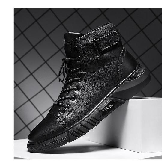 Bottes Martines en Cuir Noir pour Hommes - Marie Montel