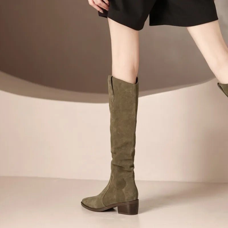 Bottes Vintage en Daim avec Volants pour Femmes - Marie Montel