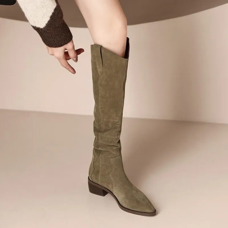 Bottes Vintage en Daim avec Volants pour Femmes - Marie Montel