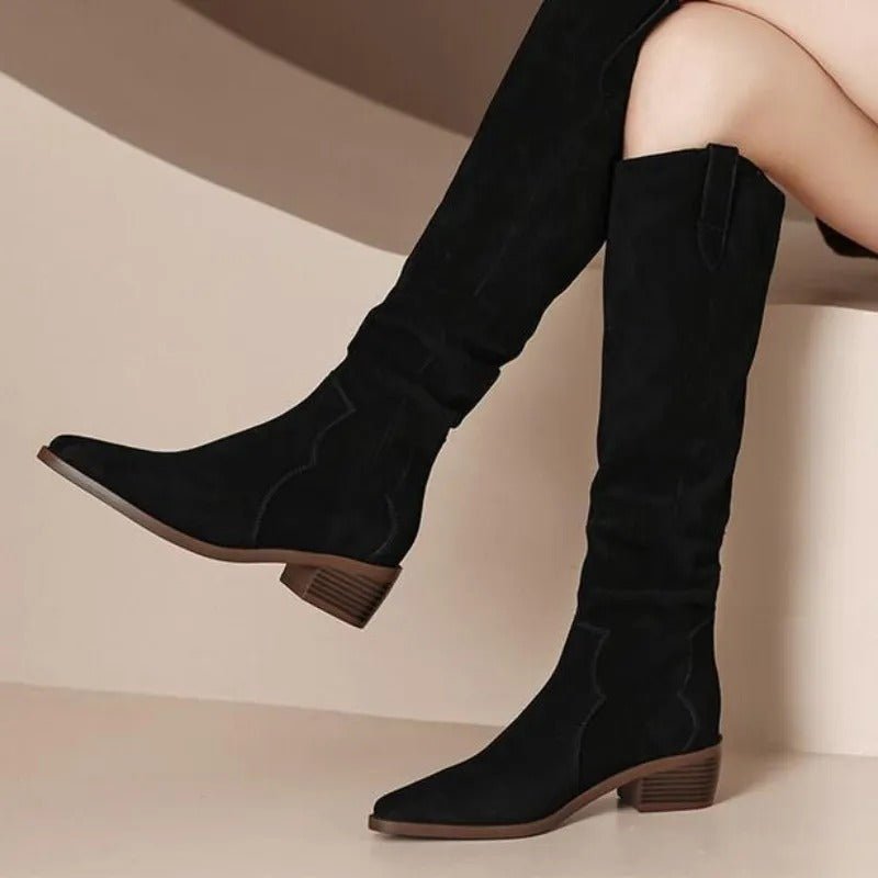 Bottes Vintage en Daim avec Volants pour Femmes - Marie Montel