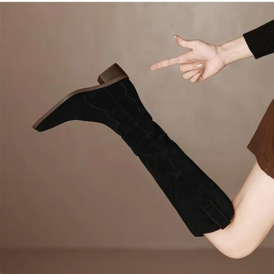 Bottes Vintage en Daim avec Volants pour Femmes - Marie Montel