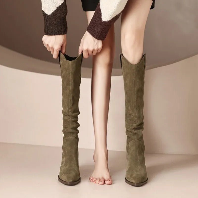 Bottes Vintage en Daim avec Volants pour Femmes - Marie Montel