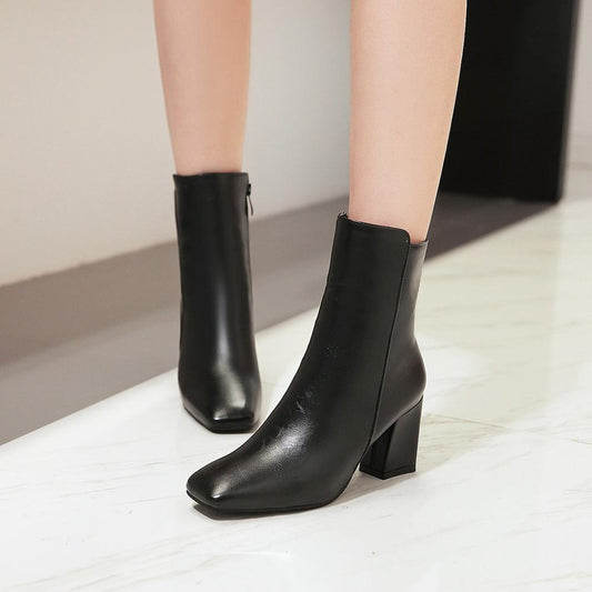 Bottines Élégantes à Talons Hauts en Rouge pour Femmes - Marie Montel