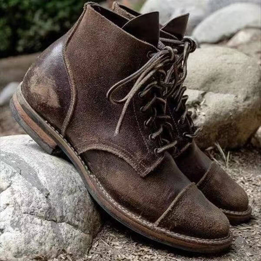 Bottines en Cuir Marron Vintage pour Hommes - Marie Montel