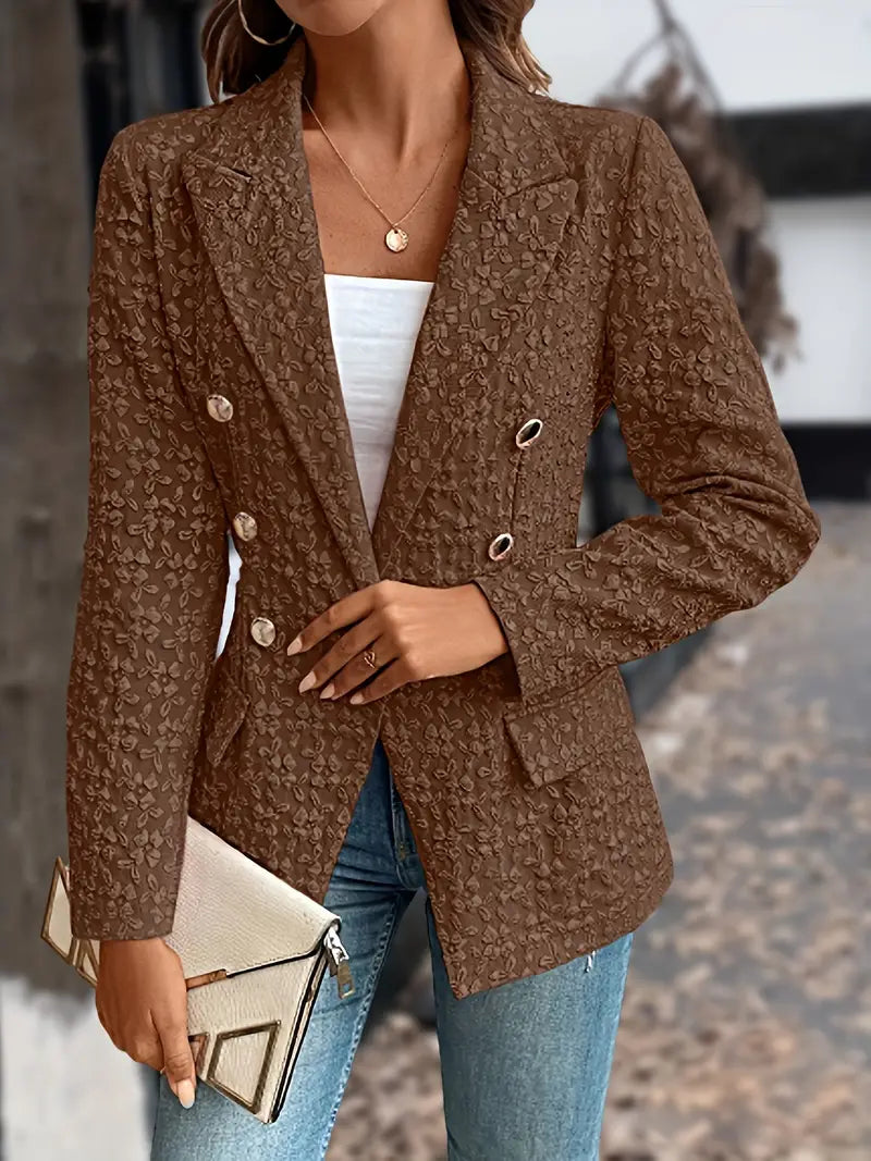 Veste blazer unie avec poches pour femmes