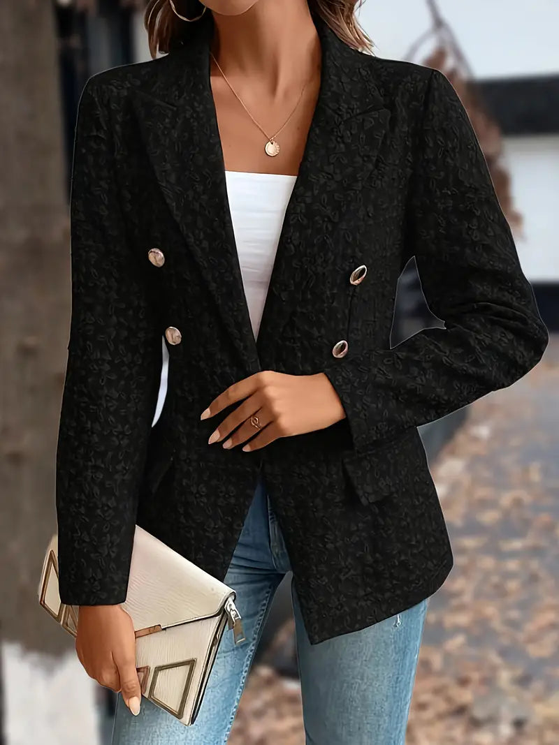 Veste blazer unie avec poches pour femmes