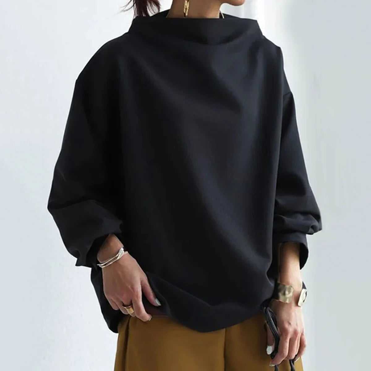 Pull Élégant à Col Montant pour Femmes