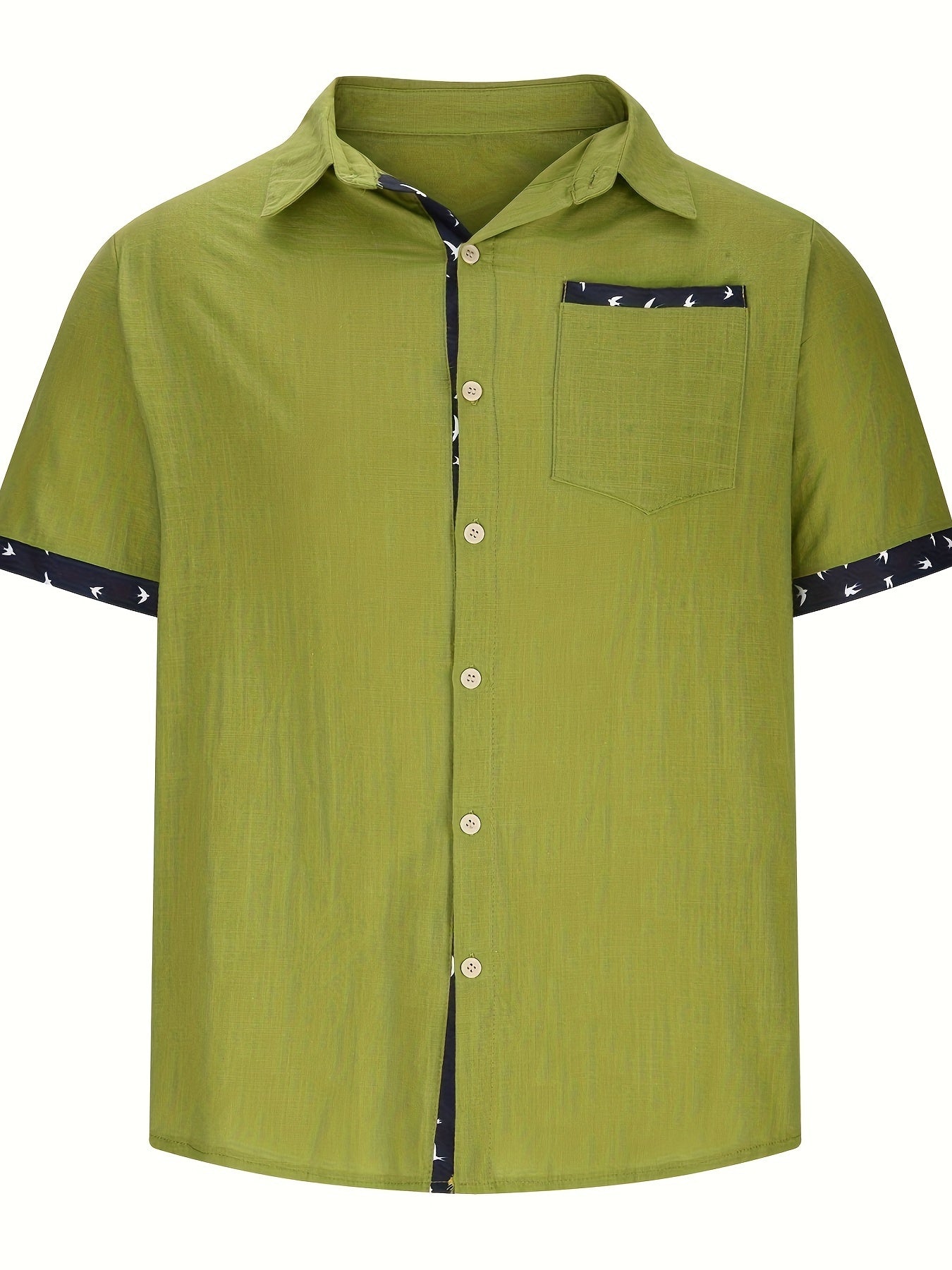 Chemise pour homme à manches courtes avec col à revers et poche poitrine