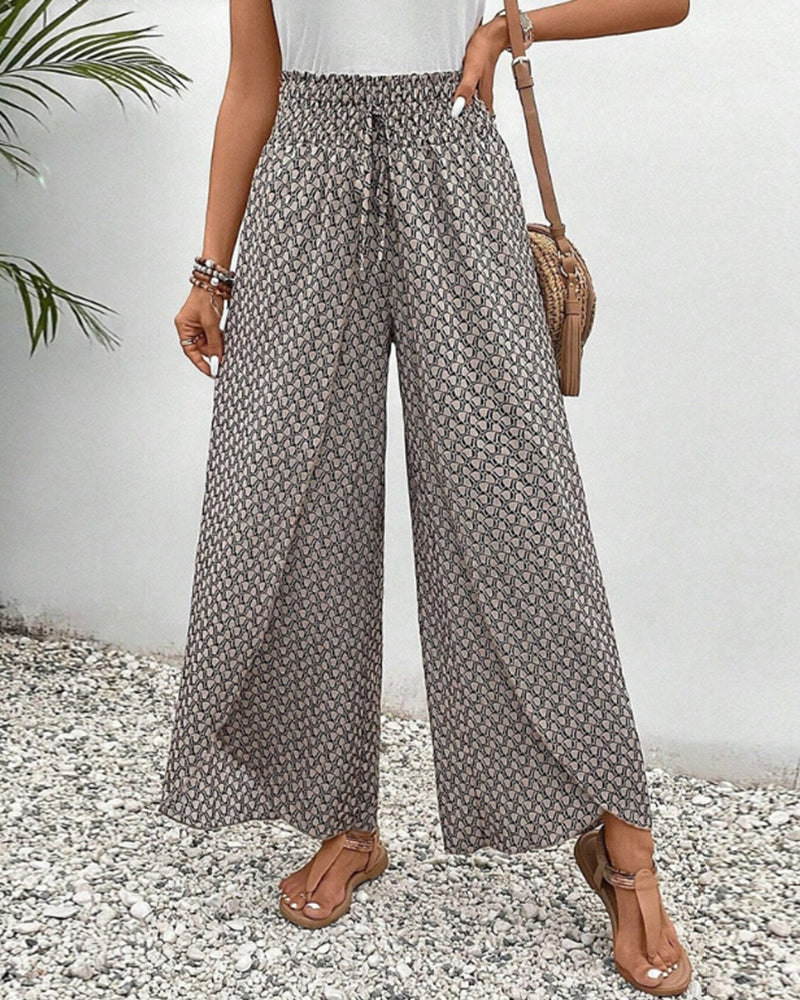 Pantalon Large à Imprimé Géométrique pour Femmes