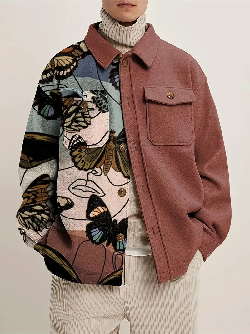 Veste à manches longues motif papillon partiel pour hommes