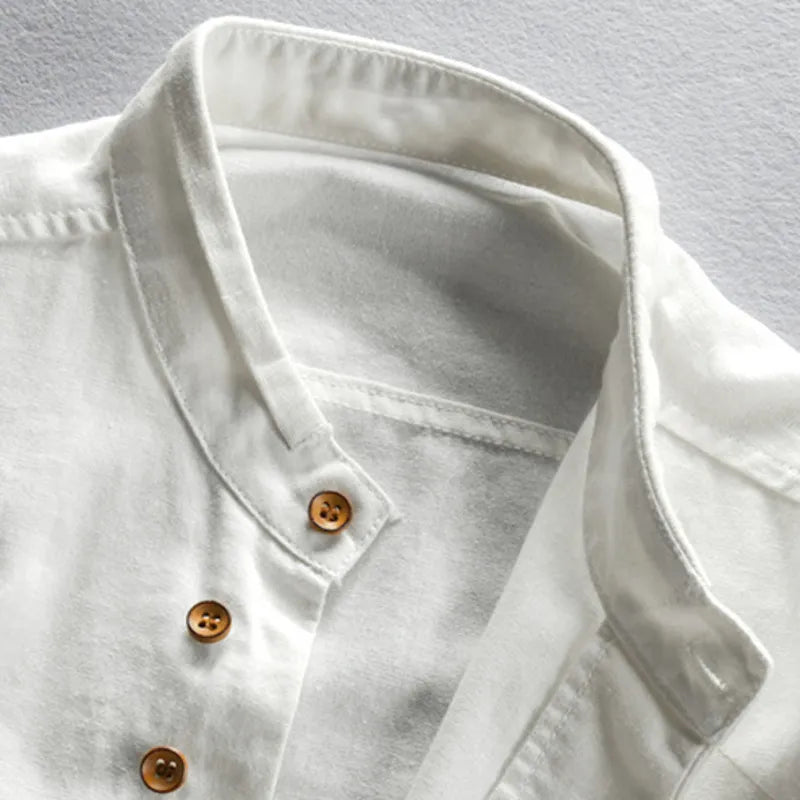Chemise ajustée pour homme avec col montant et manches longues - Marie Montel