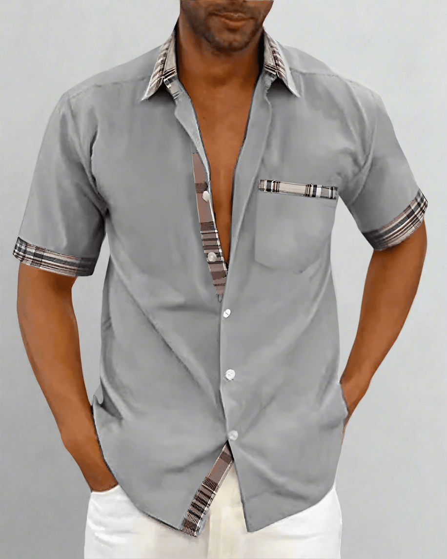 Chemise Classique à Manches Courtes en Tissu Respirant pour Hommes - Marie Montel