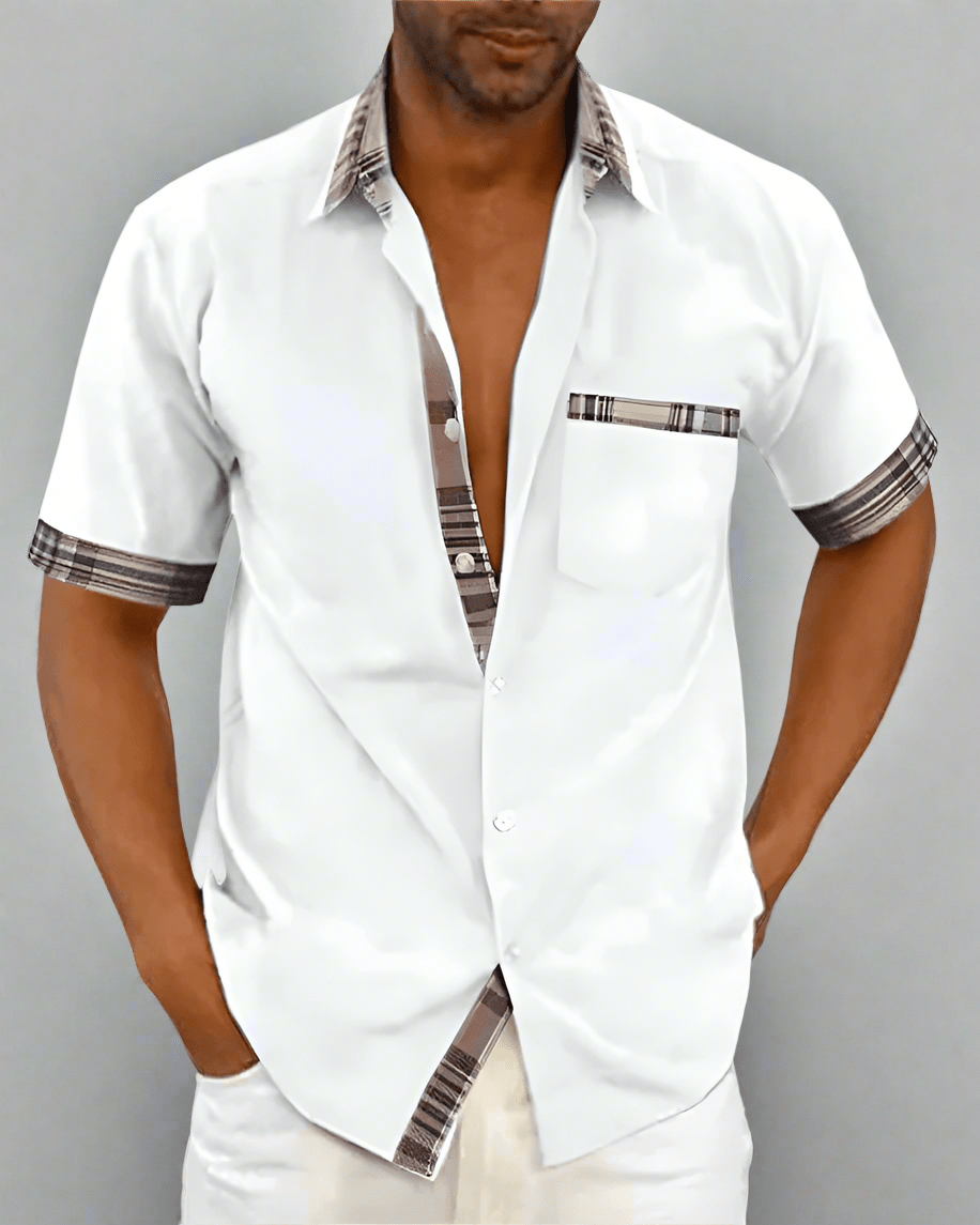 Chemise Classique à Manches Courtes en Tissu Respirant pour Hommes - Marie Montel