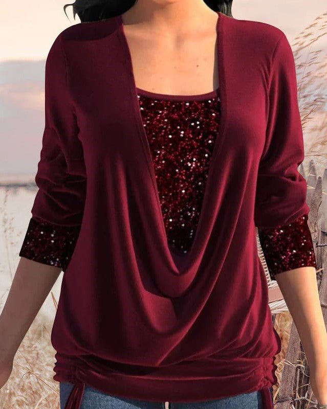Chic Blouse à Manches Longues avec Paillettes pour Femmes - Marie Montel