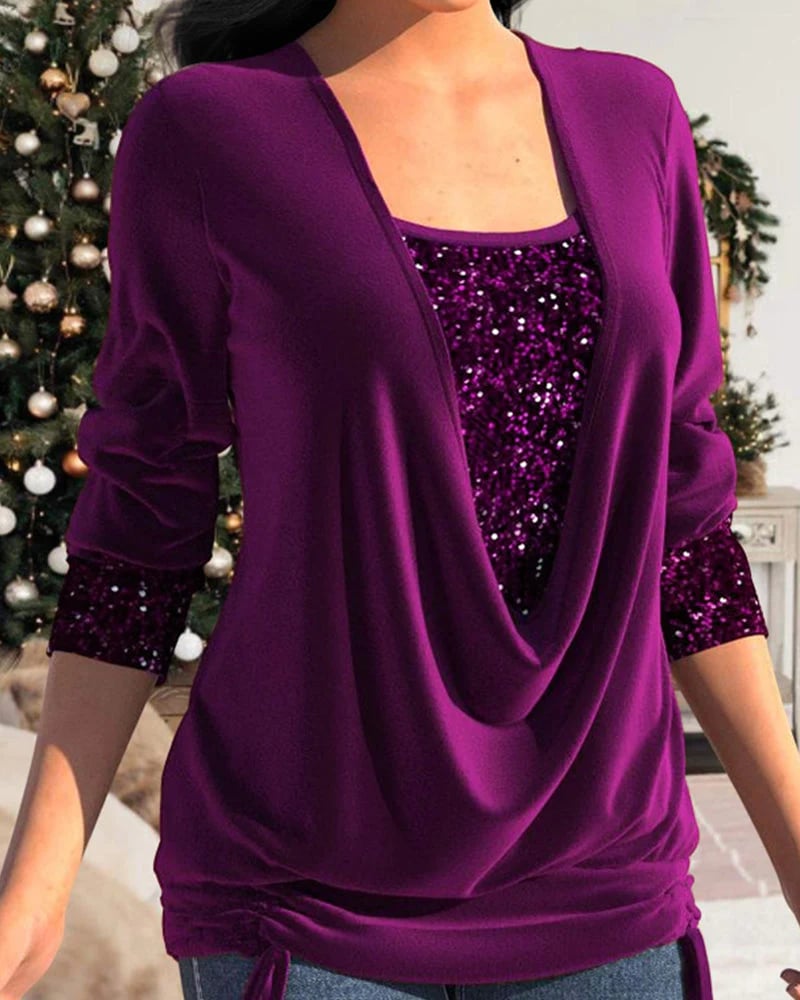 Chic Blouse à Manches Longues avec Paillettes pour Femmes - Marie Montel