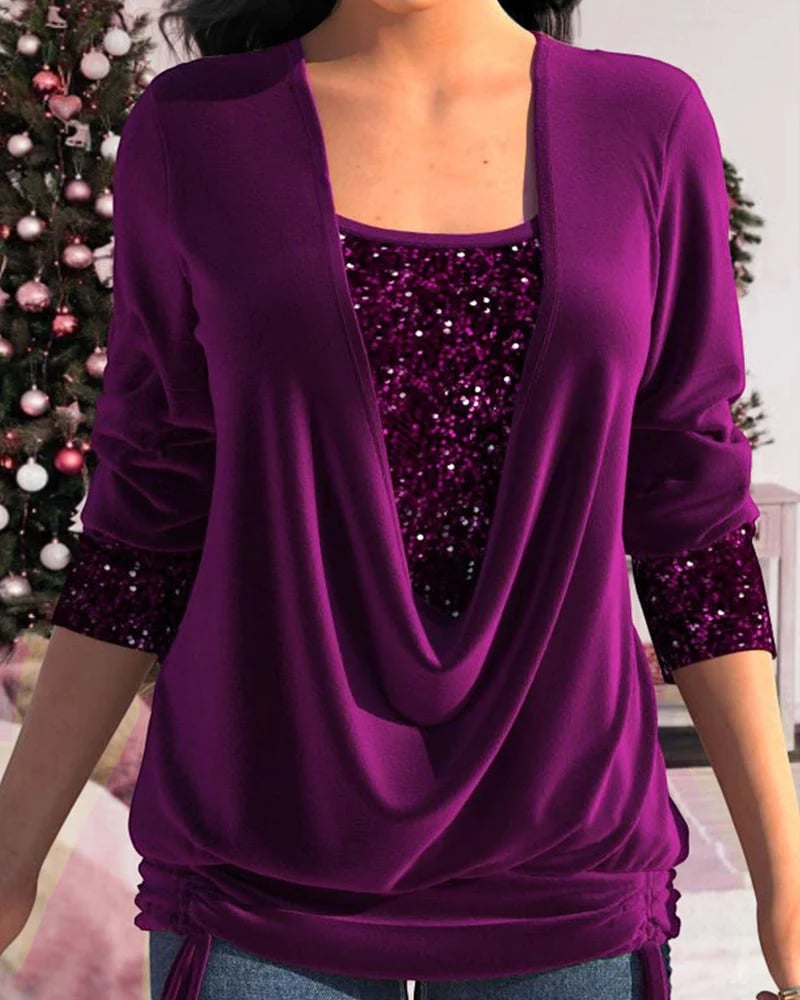 Chic Blouse à Manches Longues avec Paillettes pour Femmes - Marie Montel