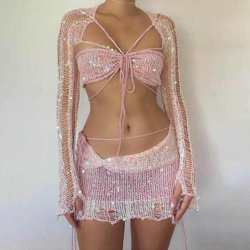 Chic Ensemble à Manches Longues et Jupe Courte pour Femmes - Marie Montel
