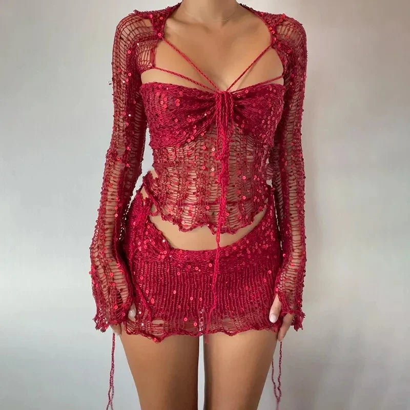 Chic Ensemble à Manches Longues et Jupe Courte pour Femmes - Marie Montel