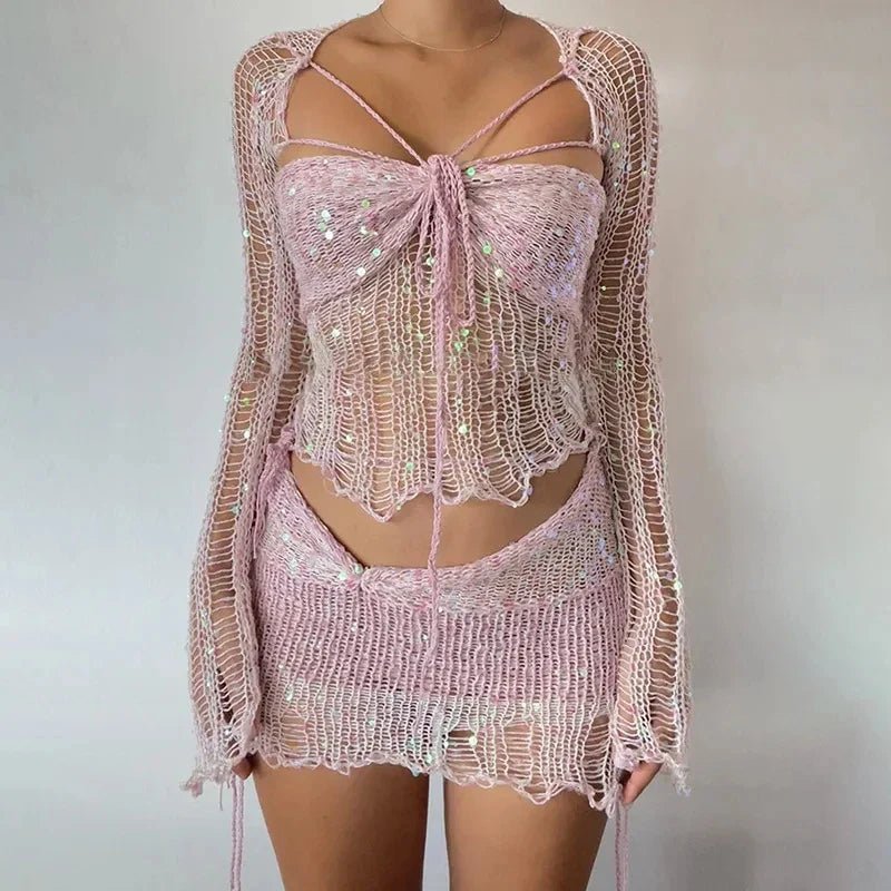 Chic Ensemble à Manches Longues et Jupe Courte pour Femmes - Marie Montel