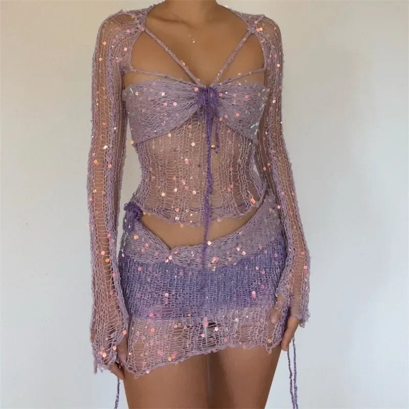 Chic Ensemble à Manches Longues et Jupe Courte pour Femmes - Marie Montel