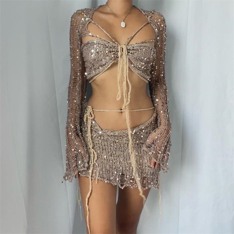 Chic Ensemble à Manches Longues et Jupe Courte pour Femmes - Marie Montel