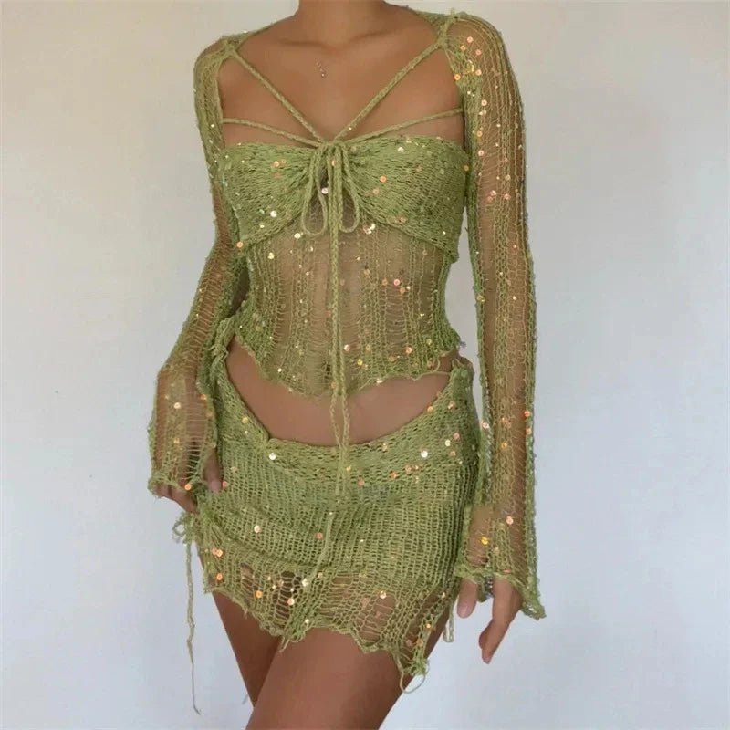Chic Ensemble à Manches Longues et Jupe Courte pour Femmes - Marie Montel