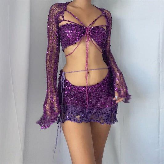 Chic Ensemble à Manches Longues et Jupe Courte pour Femmes - Marie Montel