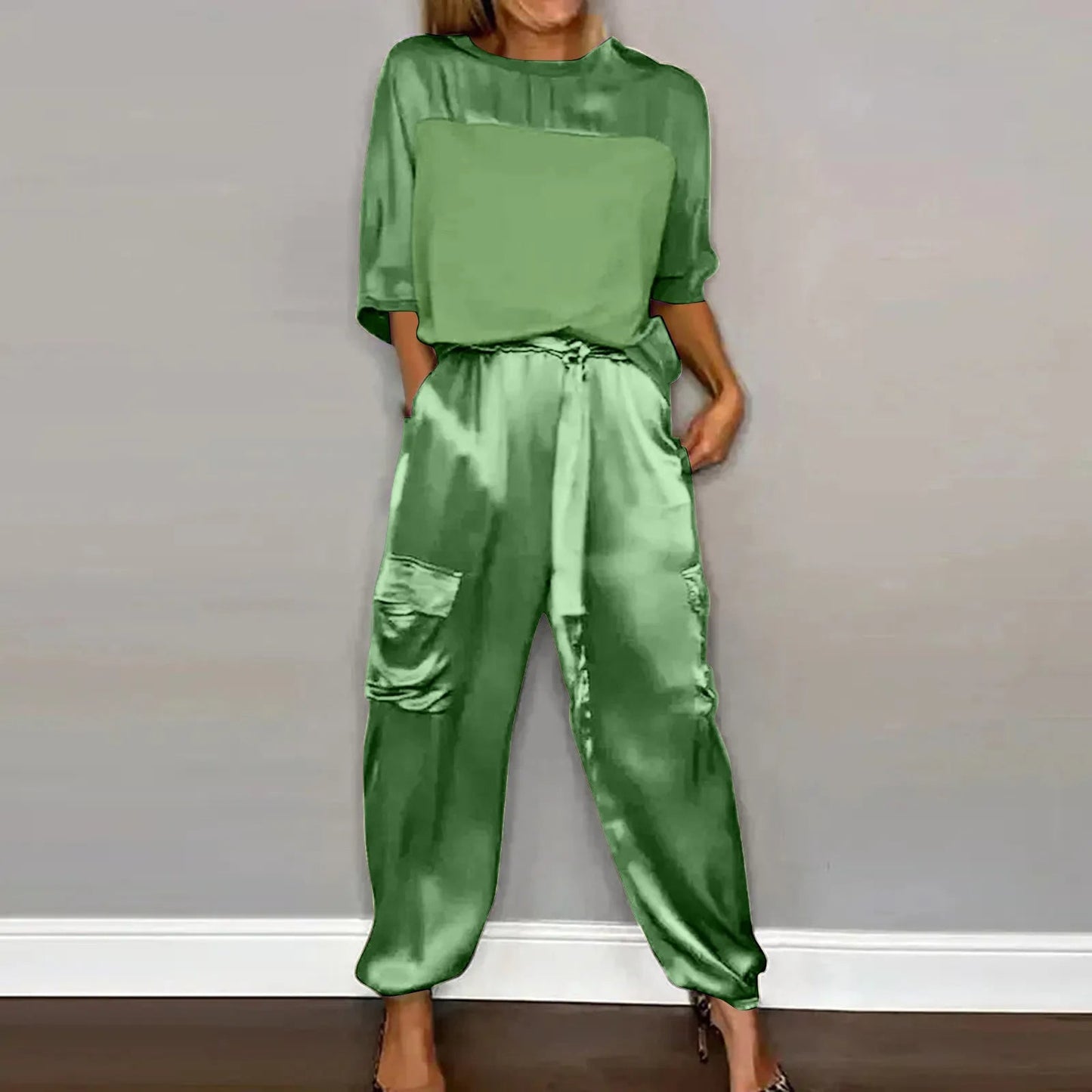Chic Ensemble Satiné à Manches Courtes pour Femmes - Marie Montel