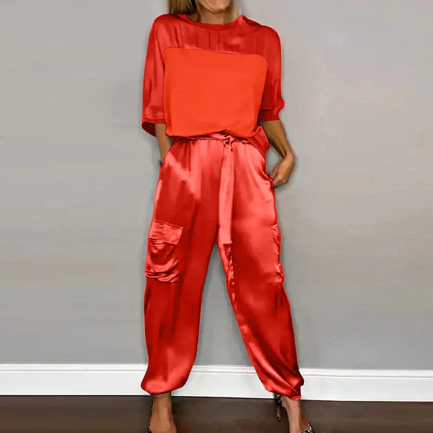 Chic Ensemble Satiné à Manches Courtes pour Femmes - Marie Montel