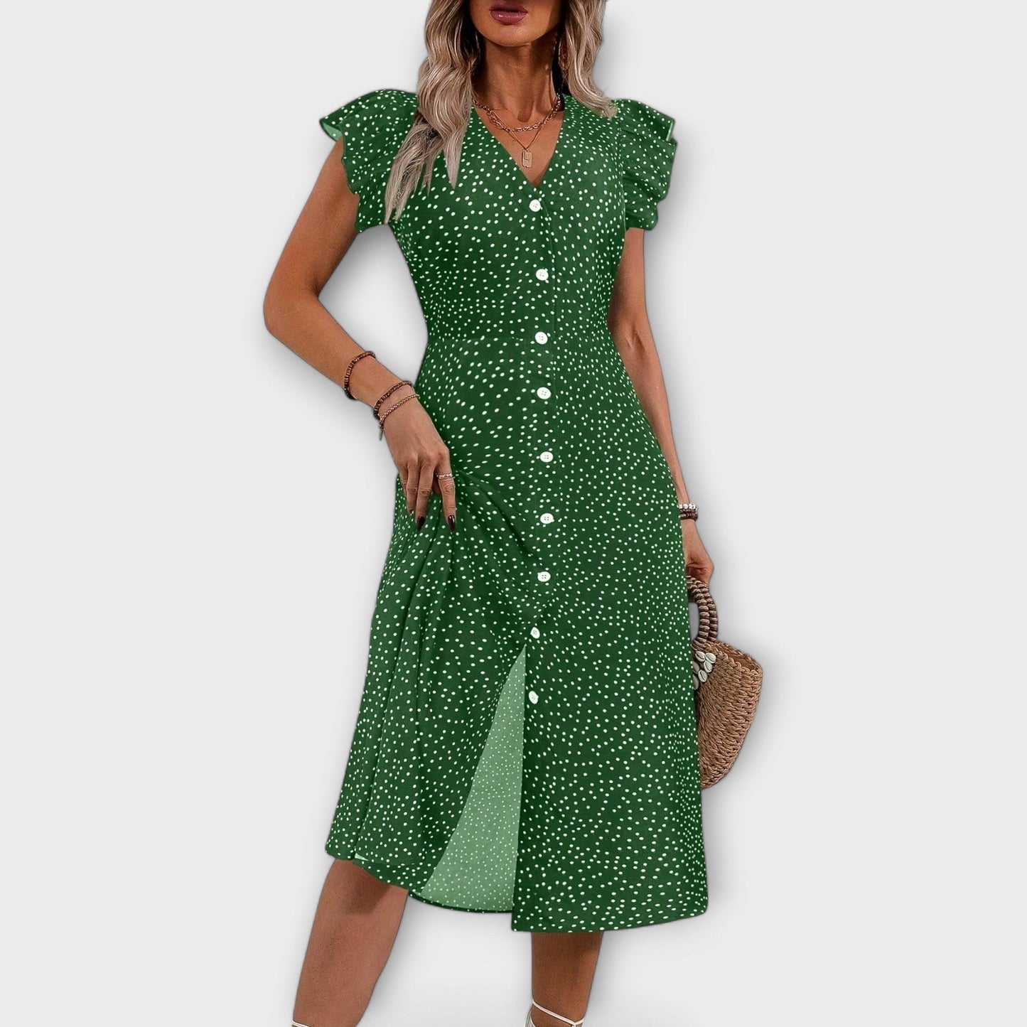 Chic Robe Midi à Pois pour Femmes - Marie Montel