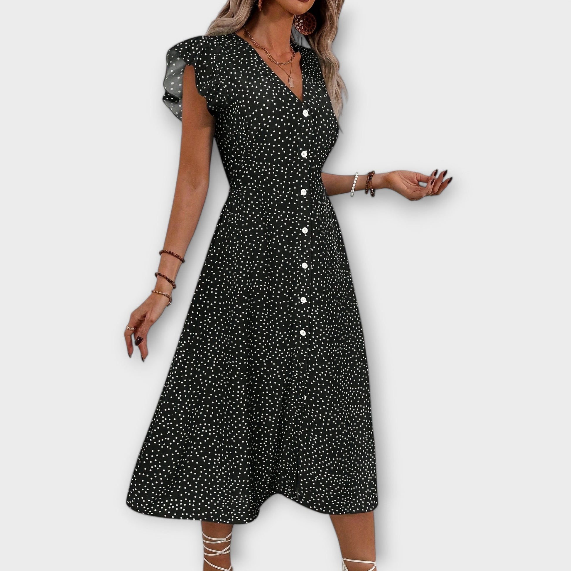 Chic Robe Midi à Pois pour Femmes - Marie Montel