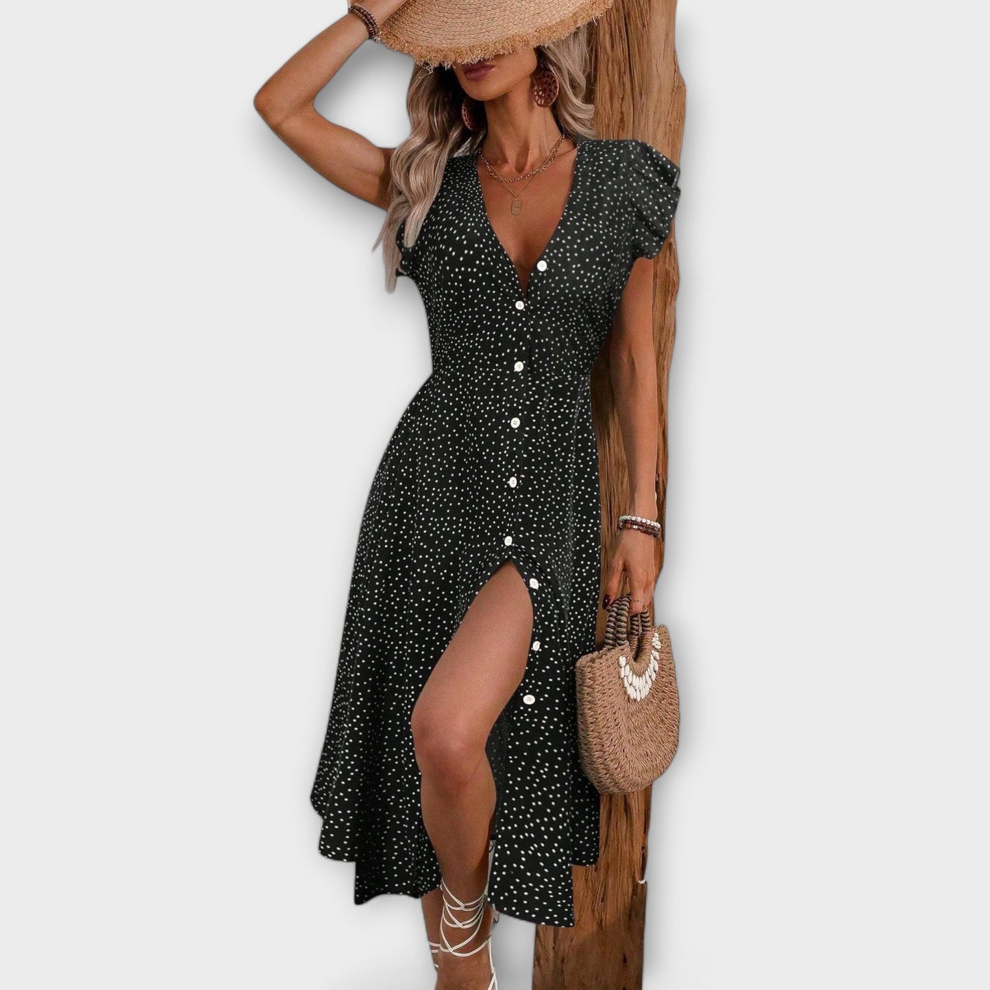 Chic Robe Midi à Pois pour Femmes - Marie Montel