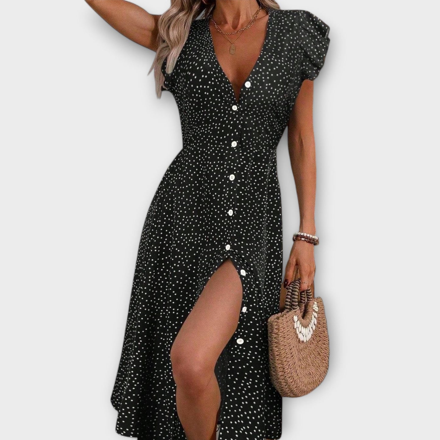 Chic Robe Midi à Pois pour Femmes - Marie Montel