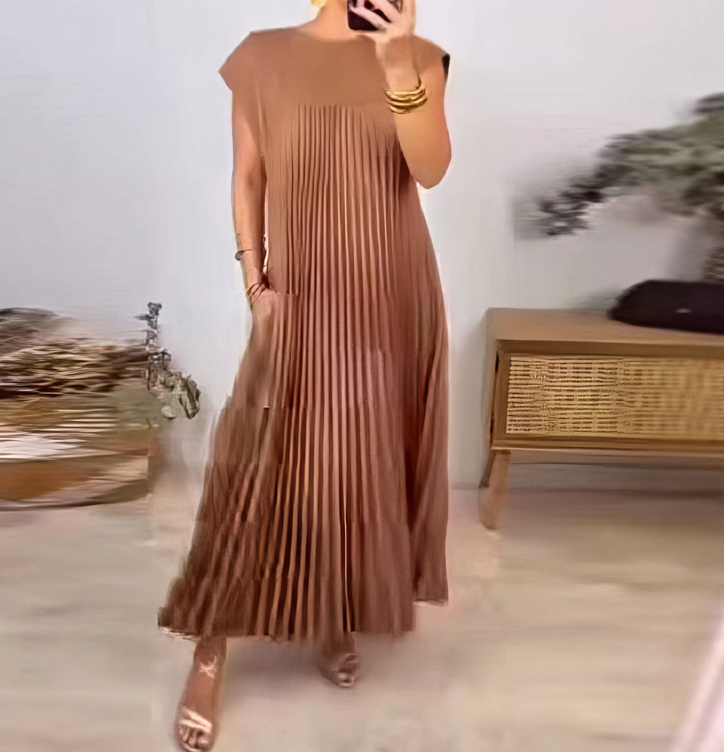 Chic Robe Plissée Sans Manches pour Femmes - Marie Montel